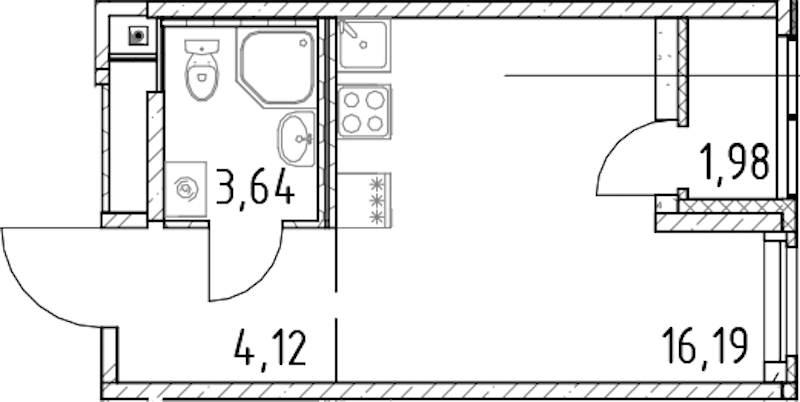 Квартира студия 23.95 м², 21/23 эт., ЖК «Город Первых»